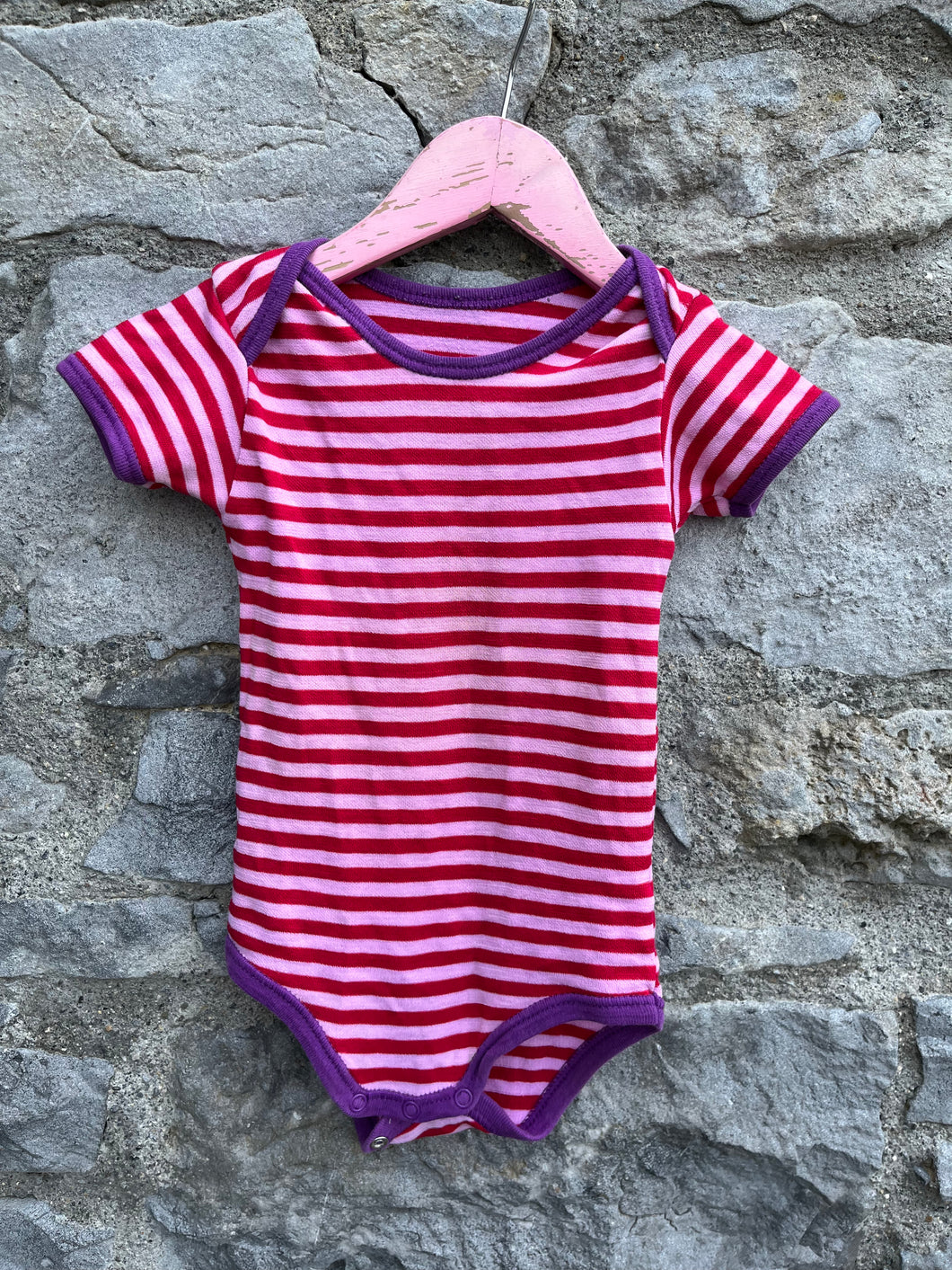 Pink stripy woolly vest  18-24m (86-92cm)
