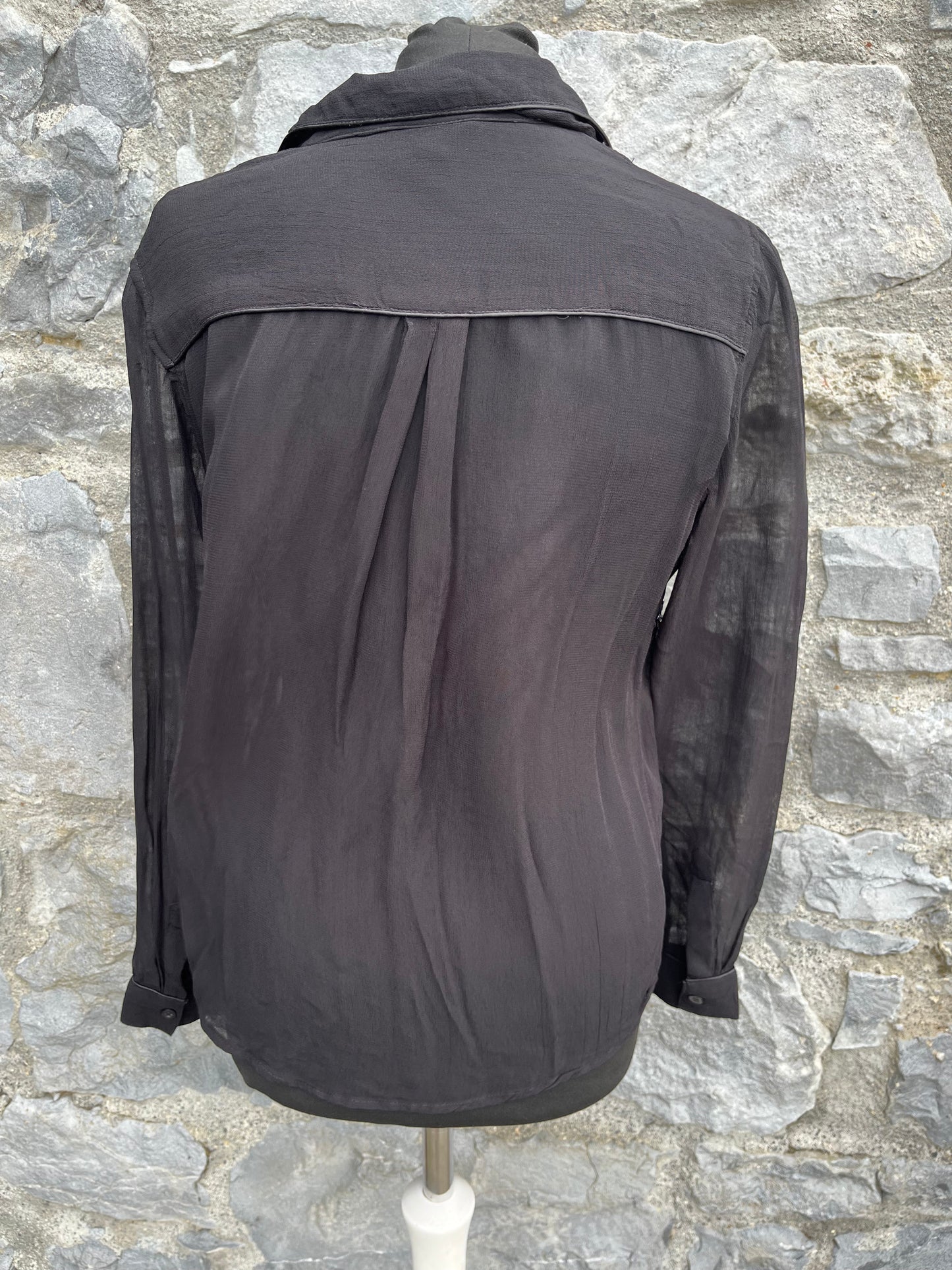 Black embroidered sheer shirt uk 6-8