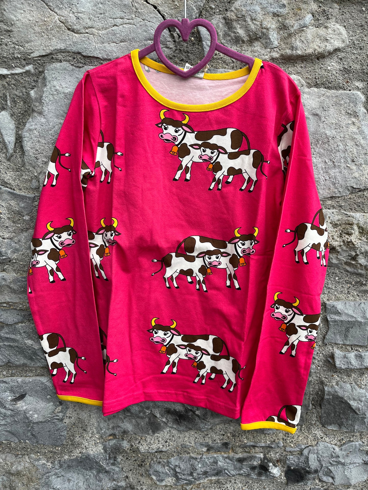 Pink cows top  9-10y (134-140cm)