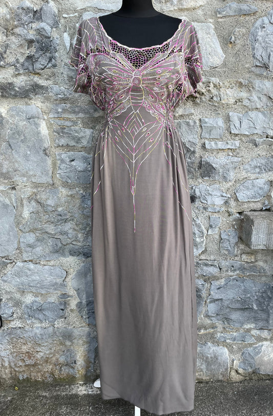 Brown butterfly maxi dress uk 8-10