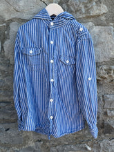 Load image into Gallery viewer, Blue stripy hooded shirt  8y (128cm)

