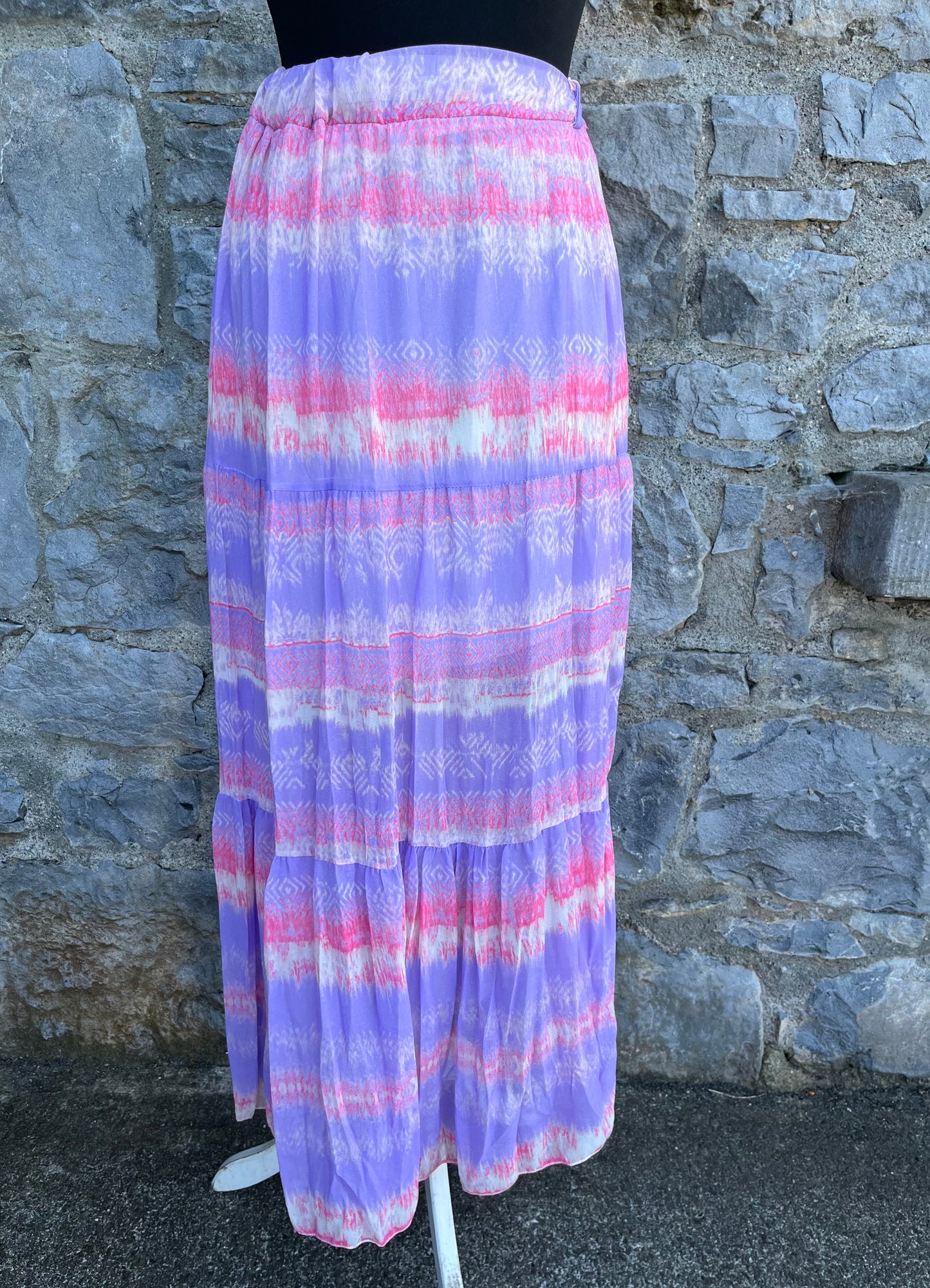 90s purple stripy maxi skirt uk 6-10