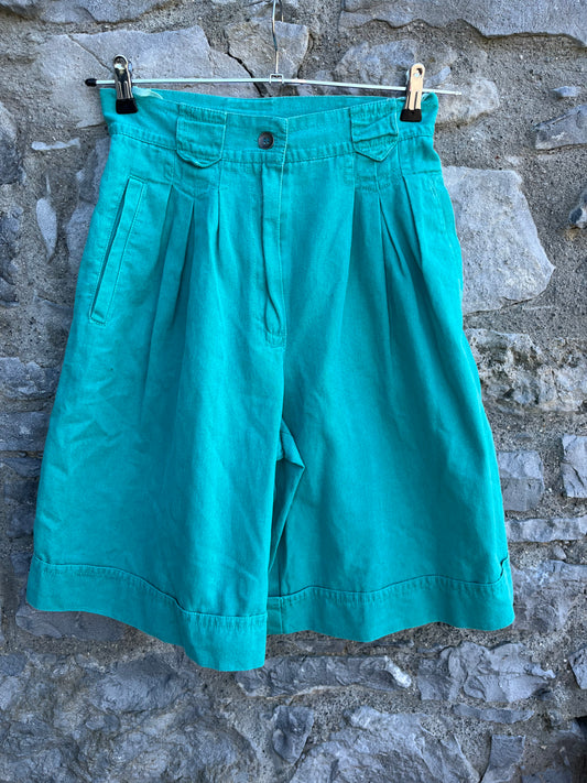 80s green denim culottes uk 8-10