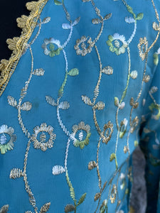 Embroidered blue caftan uk 6-8