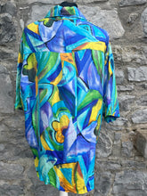 Load image into Gallery viewer, 80s blue abstract floral shirt uk 16
