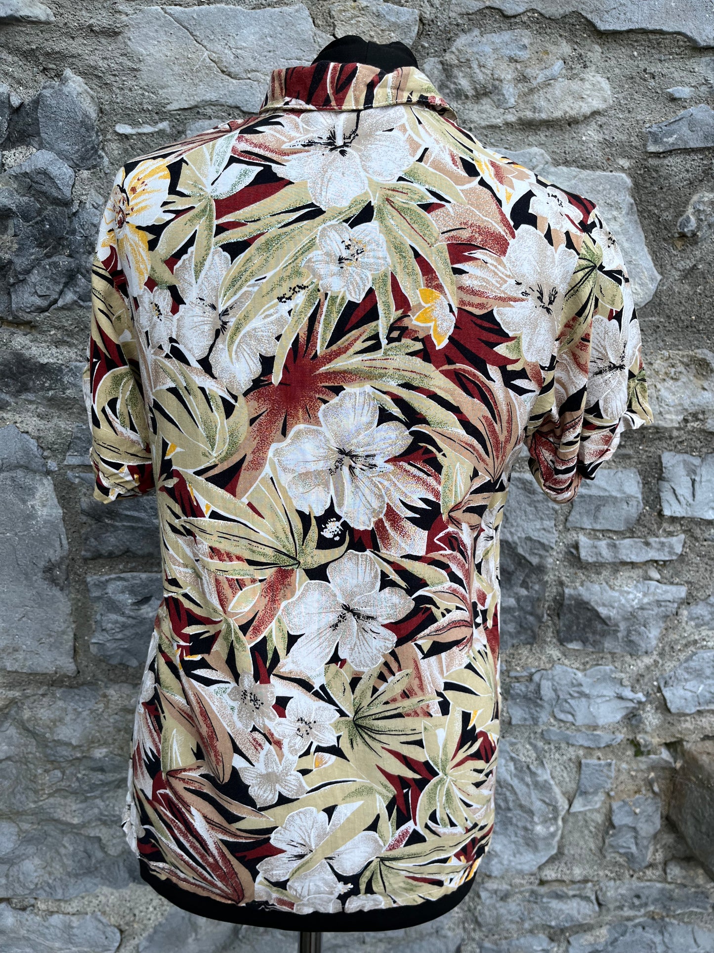 Brown&khaki hibiscus shirt uk 8