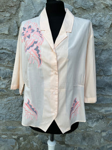 90s peach embroidered blouse uk 10-12