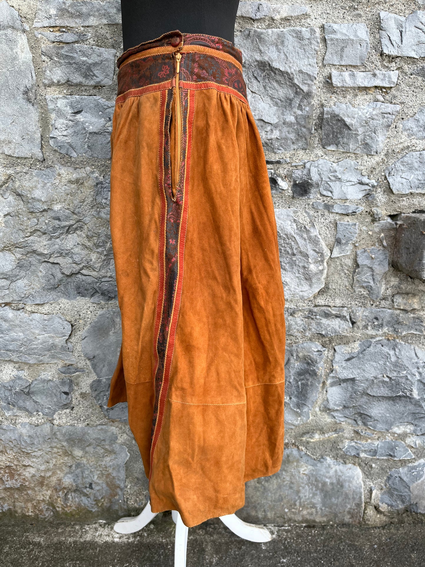 80s suede folk skirt uk 8-10