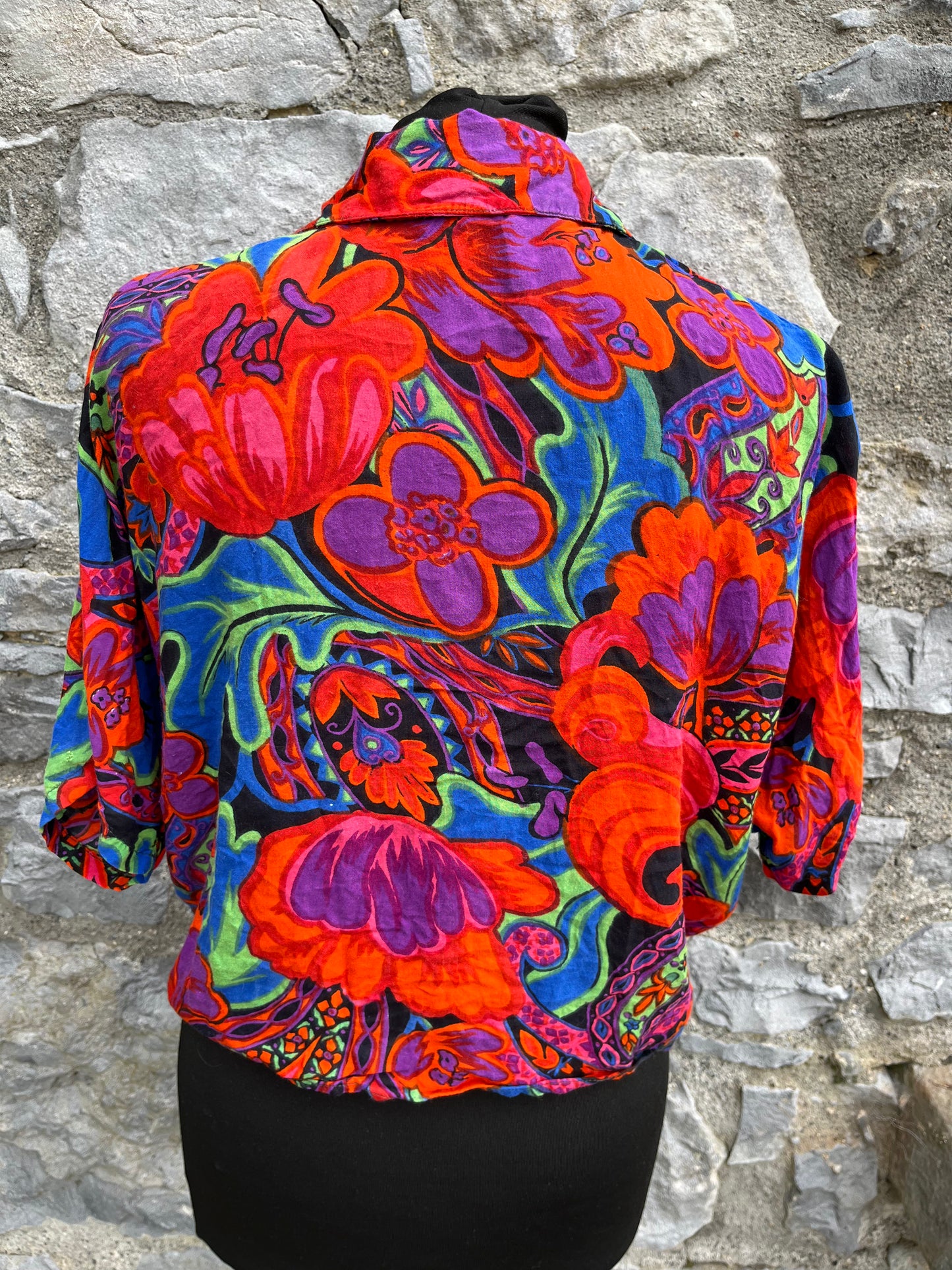 80s colourful front knot shirt uk 8-14