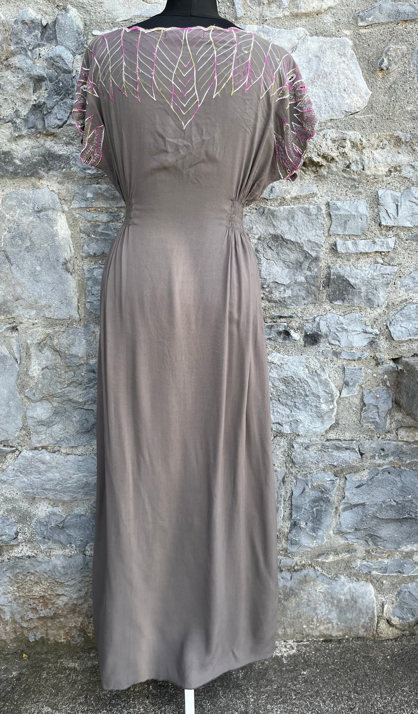 Brown butterfly maxi dress uk 8-10