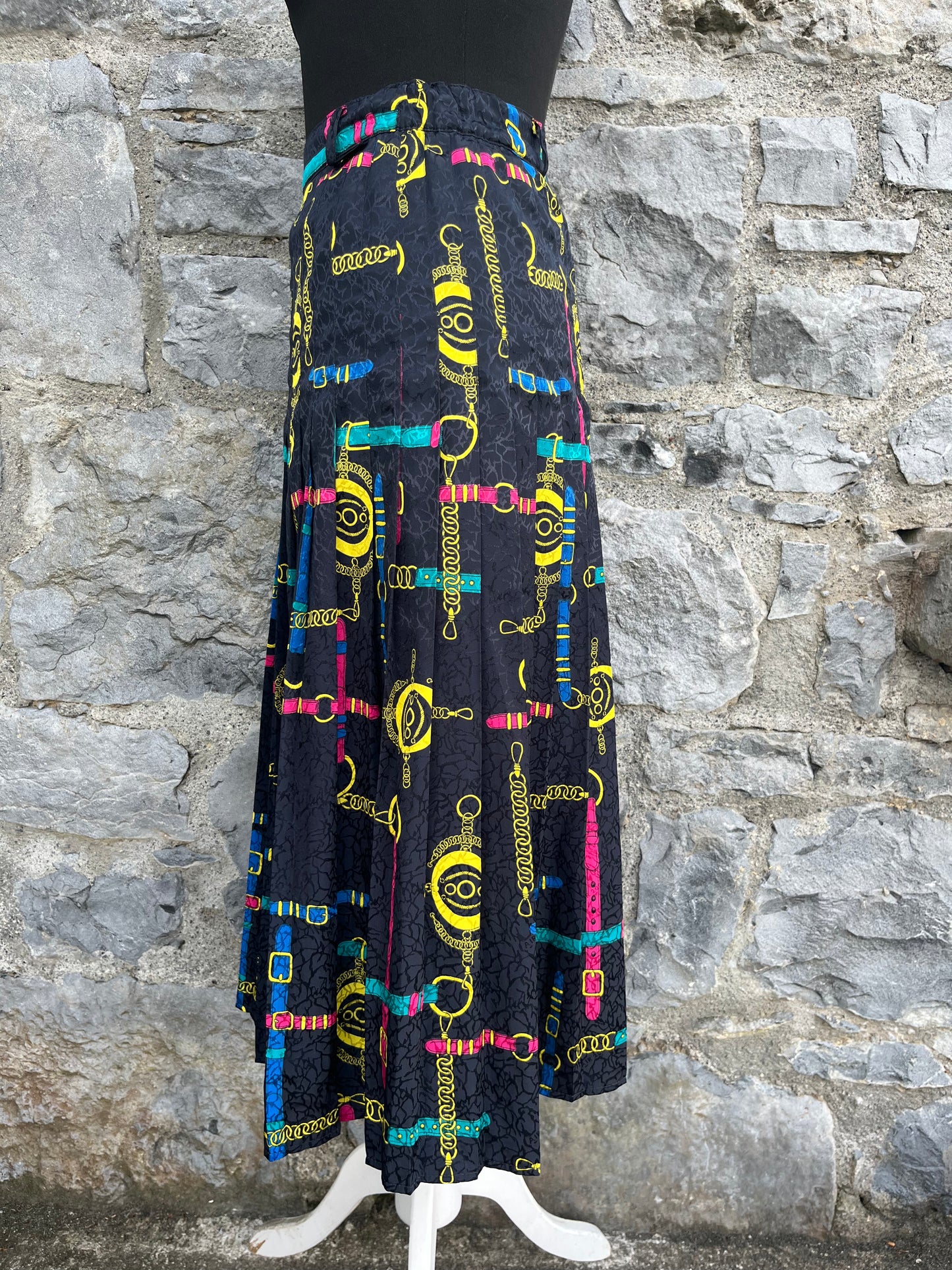 80s colorful chains pleated skirt uk 6-8