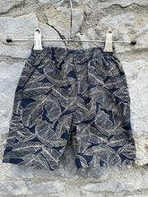 Load image into Gallery viewer, Palm leaves navy shorts  9-12m (74-80cm)
