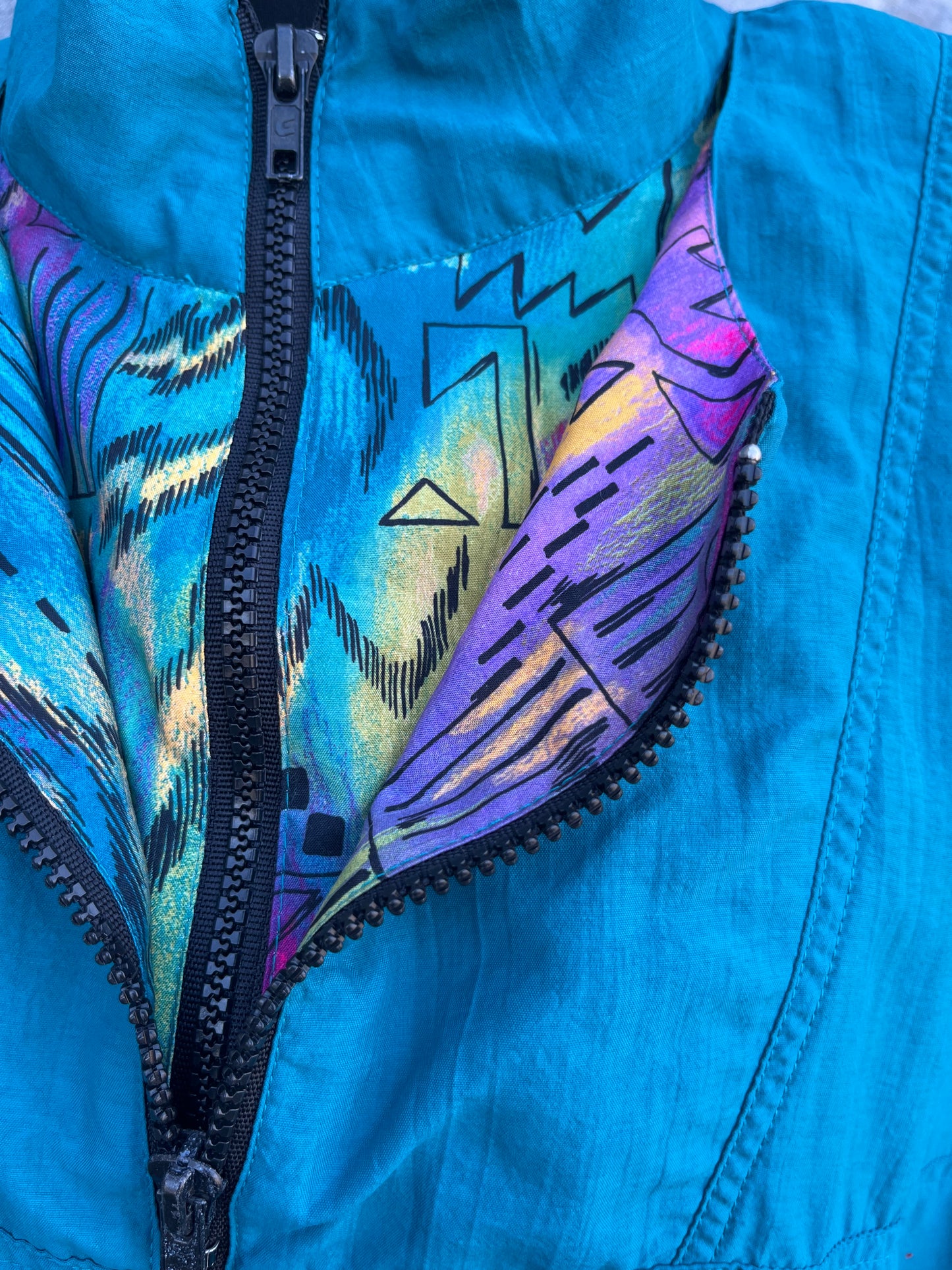 80s teal windbreaker Large