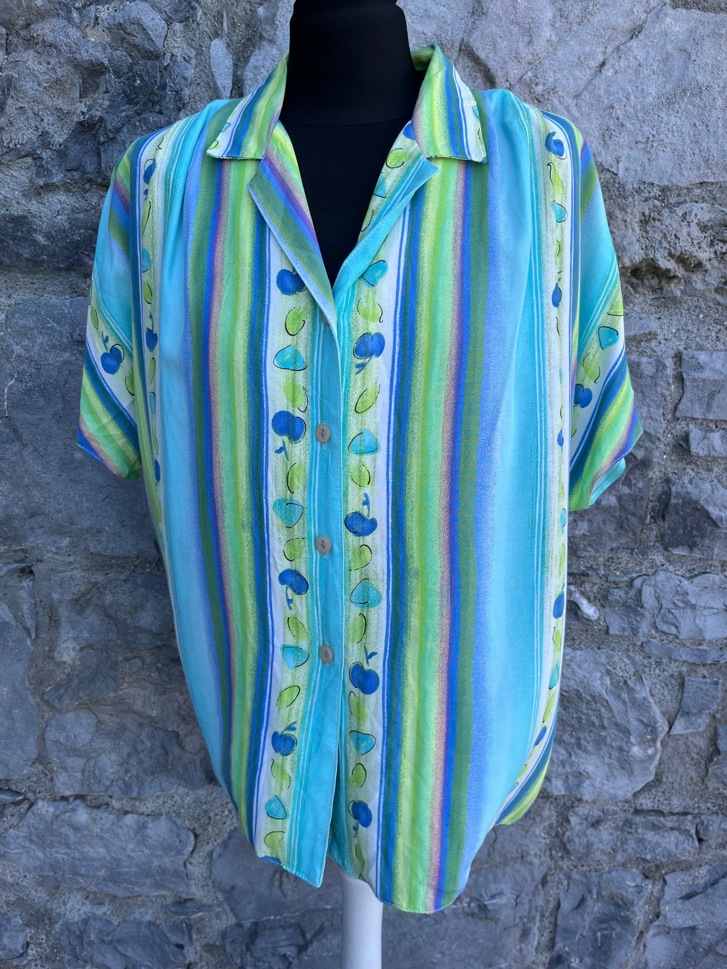 90s blue&green panels shirt uk 14-16