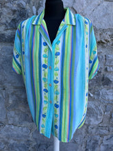 Load image into Gallery viewer, 90s blue&amp;green panels shirt uk 14-16

