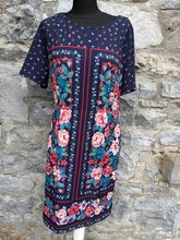 Load image into Gallery viewer, Navy floral dress uk 12-14
