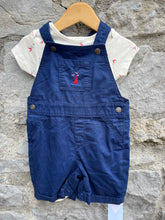 Load image into Gallery viewer, Navy dungarees&amp;fisherman vest   9-12m (74-80cm)
