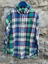 Load image into Gallery viewer, RL Green&amp;blue check shirt  6y (116cm)
