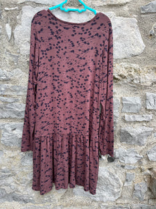 Spotty maroon dress  10-11y (140-146cm)