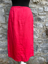 Load image into Gallery viewer, Pink embroidered linen skirt uk 8-10
