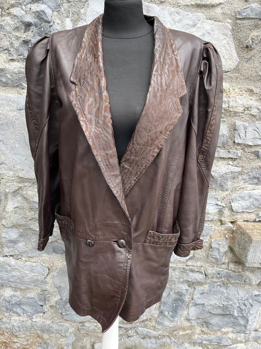 80s brown leather jacket uk 12-14