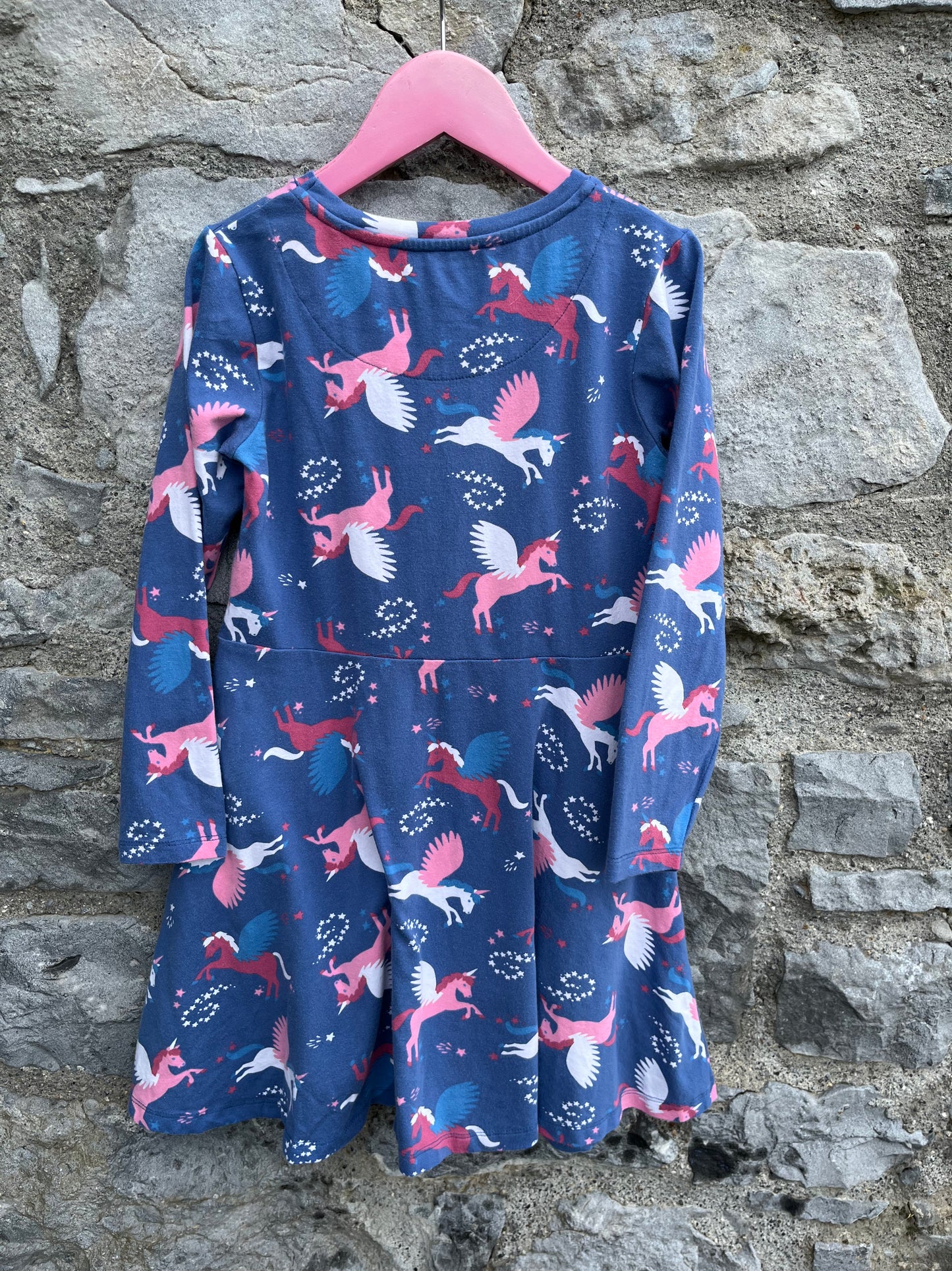 Unicorn navy dress  7y (122cm)