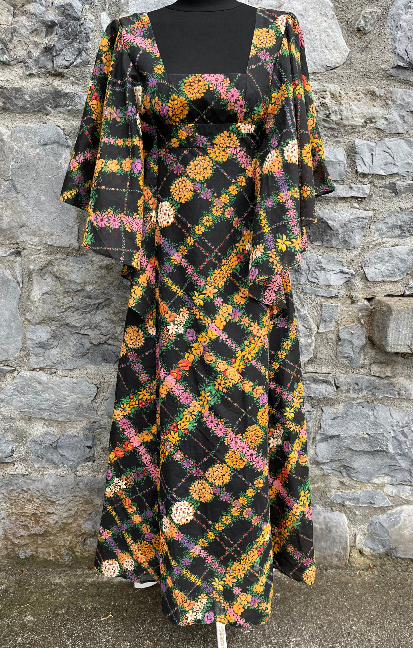 70s floral maxi dress uk 6