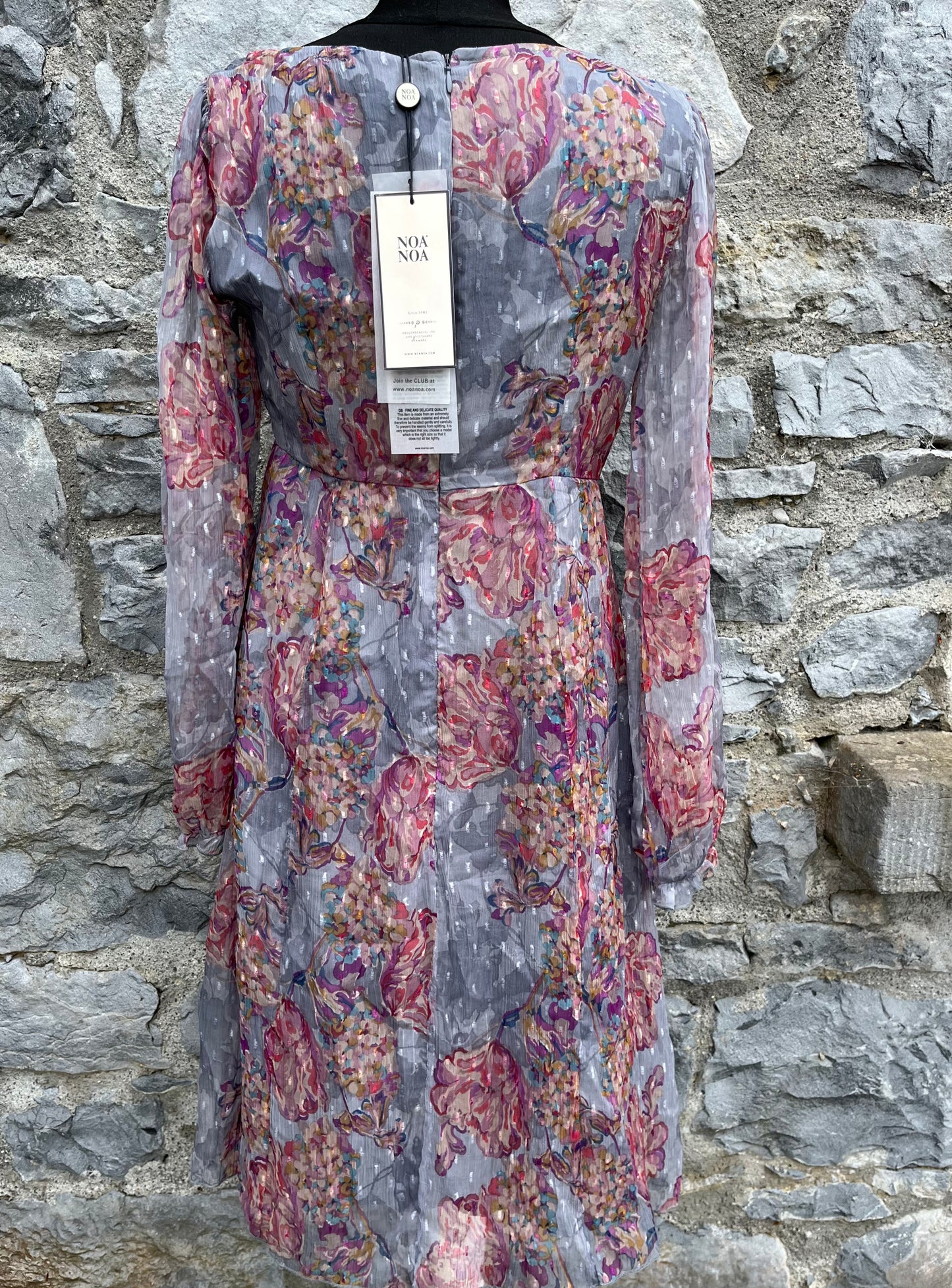 Grey&maroon sheer dress uk 8-10