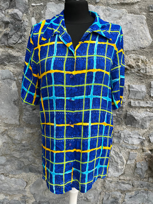 80s navy check shirt uk 10-12