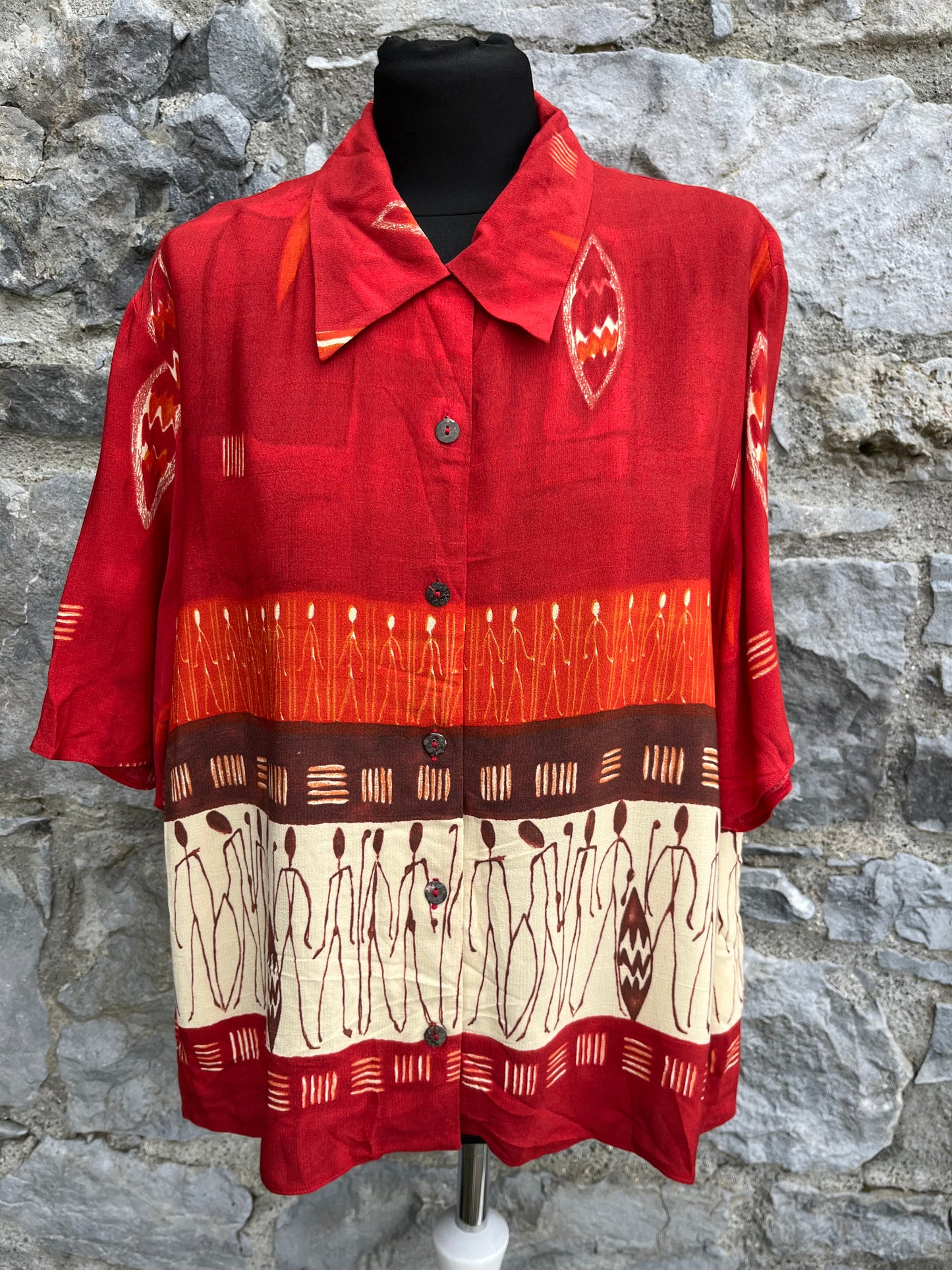 80s African print shirt uk 14-18