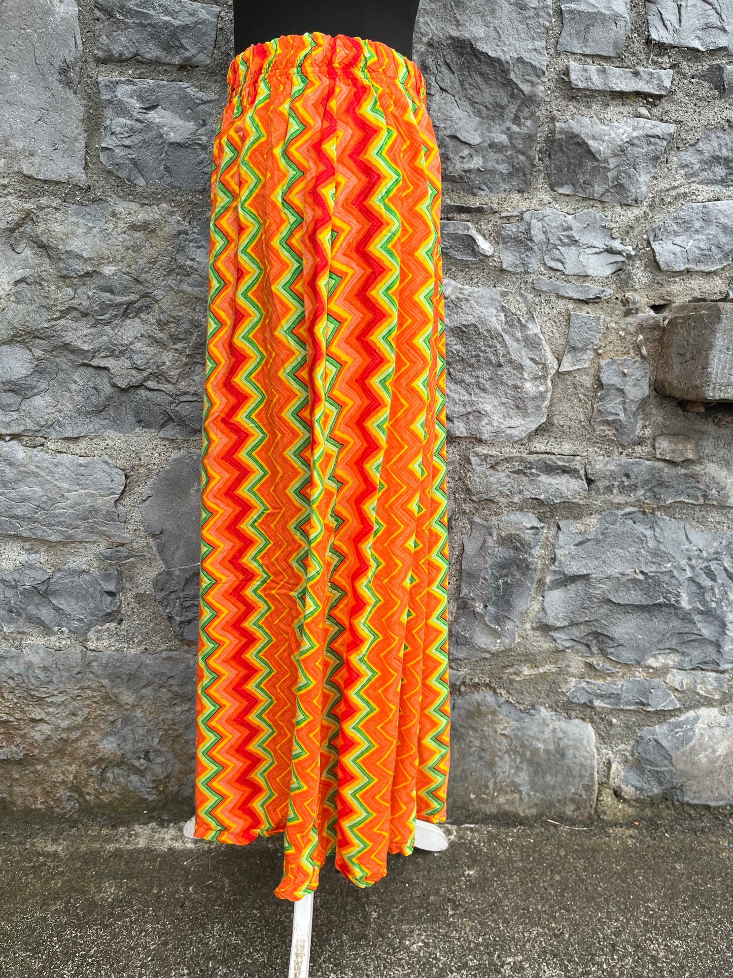 80s orange chevron skirt uk 10-14