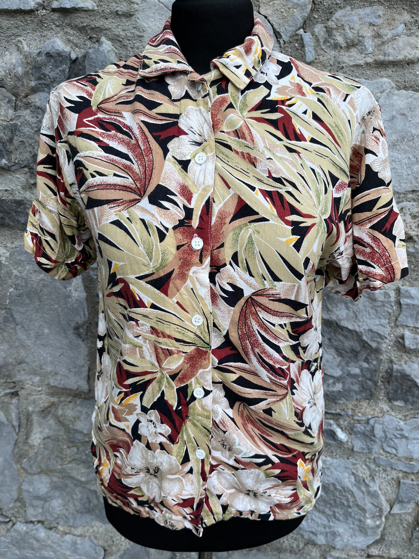 Brown&khaki hibiscus shirt uk 8