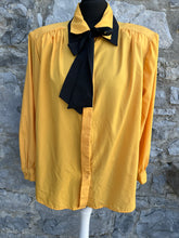 Load image into Gallery viewer, 80s blue blouse with a black bow uk 16
