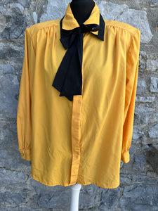 80s blue blouse with a black bow uk 16