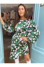 Load image into Gallery viewer, Green floral dress uk 14
