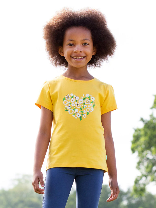 Yellow floral heart T-shirt  3y (98cm)