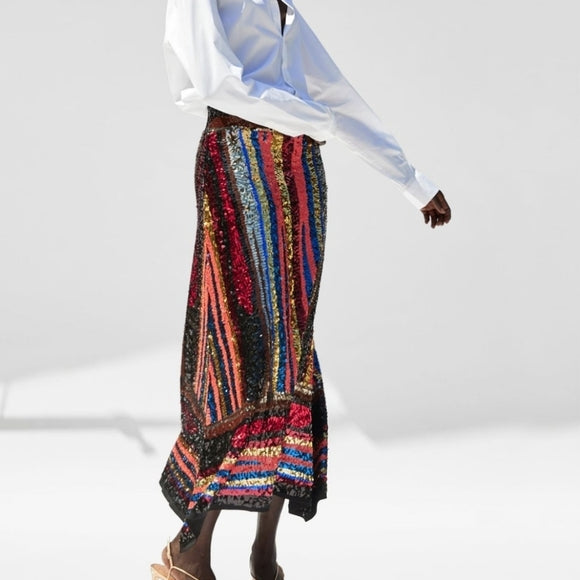 Rainbow sequin maxi skirt uk 10