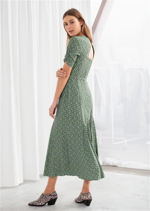 Green floral dress uk 8