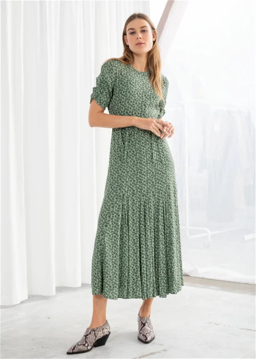 Green floral dress uk 8