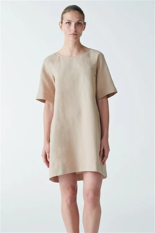 Beige linen dress uk 10-12