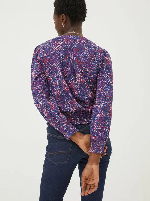 Purple spotty faux wrap top uk 16-18