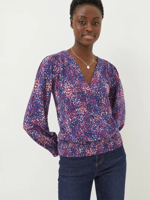 Purple spotty faux wrap top uk 16-18