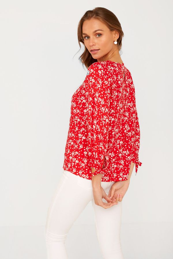 Red floral top uk 10-12