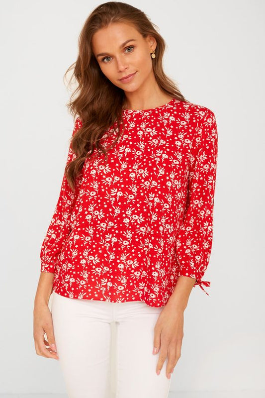 Red floral top uk 10-12