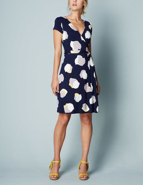 Navy wrap pink patches dress uk 6