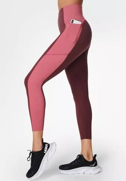 Power Pink&maroon 7/8 leggings uk 8