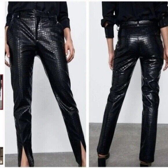 Black Crocodile print pants uk 10