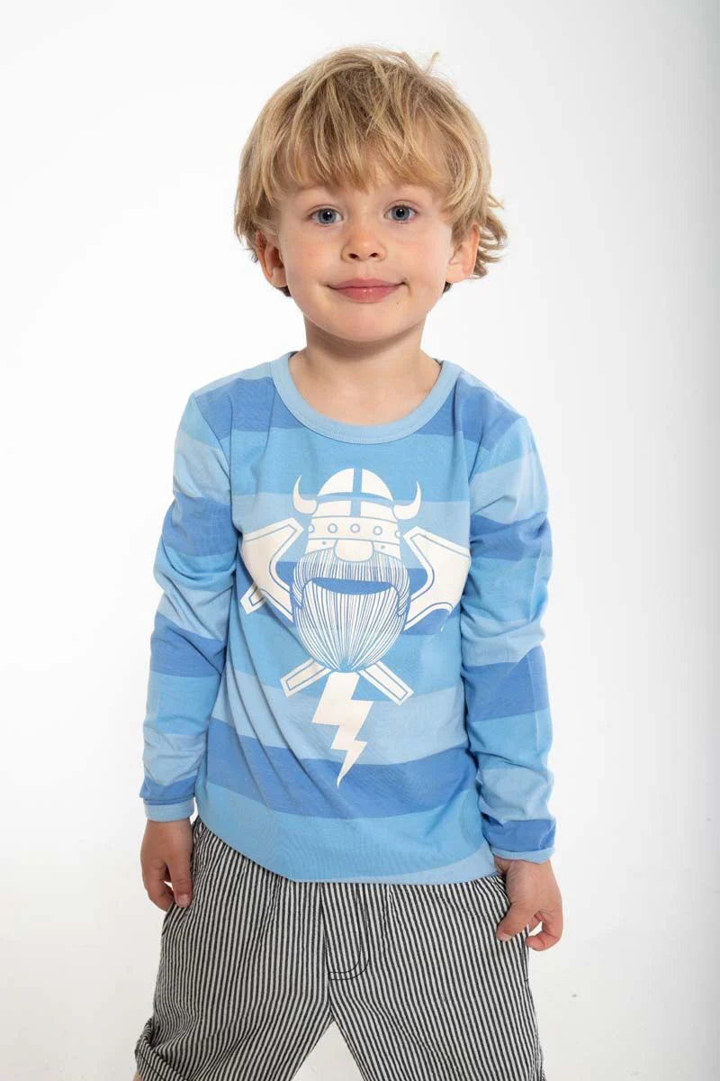 Viking blue stripy top  3-4y (98-104cm)