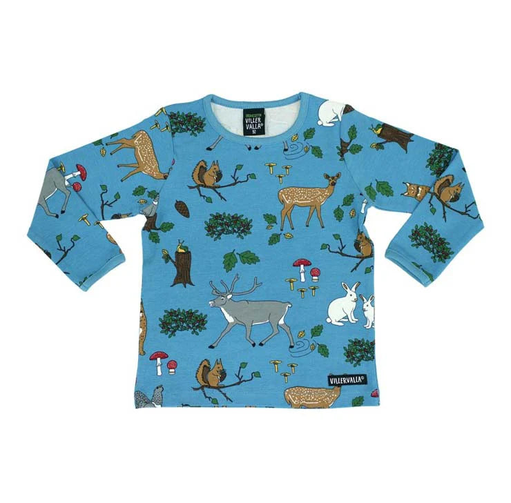 Forest Print blue top  2y (92cm)