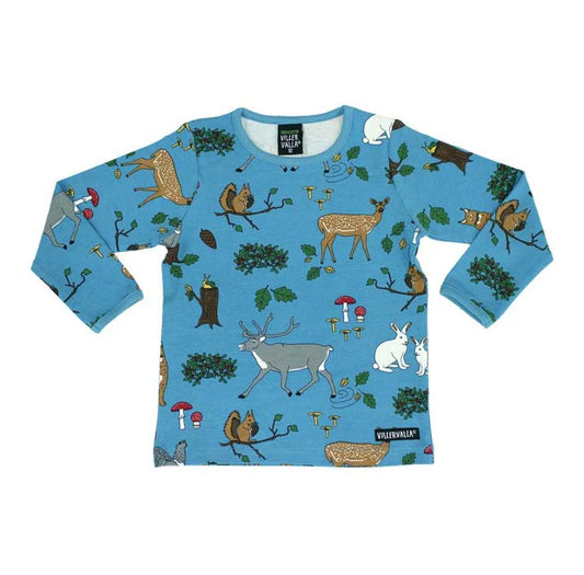 Forest Print blue top  2y (92cm)